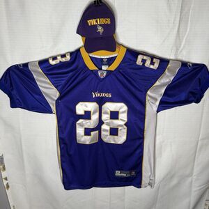 REEBOK Minnesota Vikings Adrian Peterson Embroidered Jersey Size L